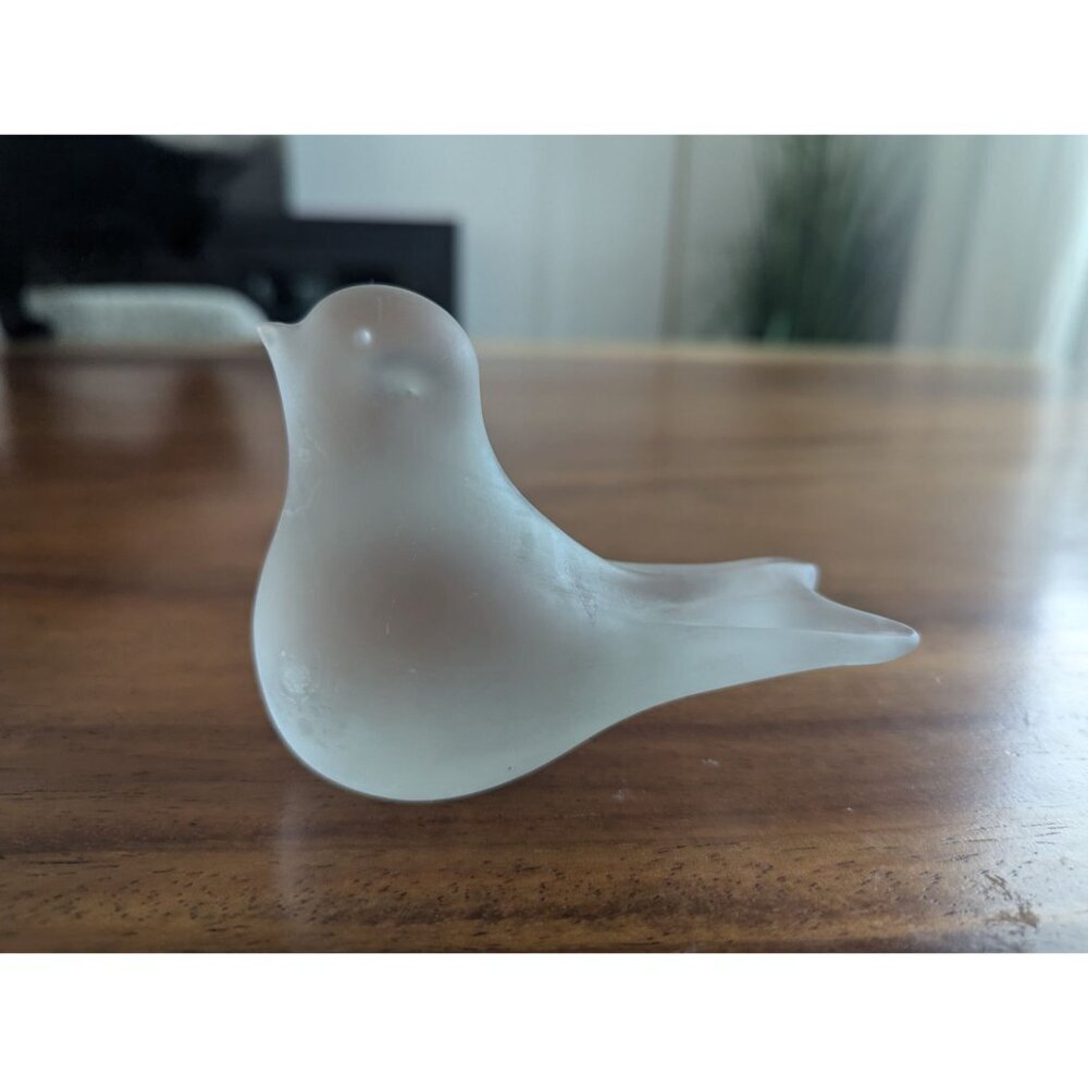 Frosted Clear Glass Bird Figurine Paperweight